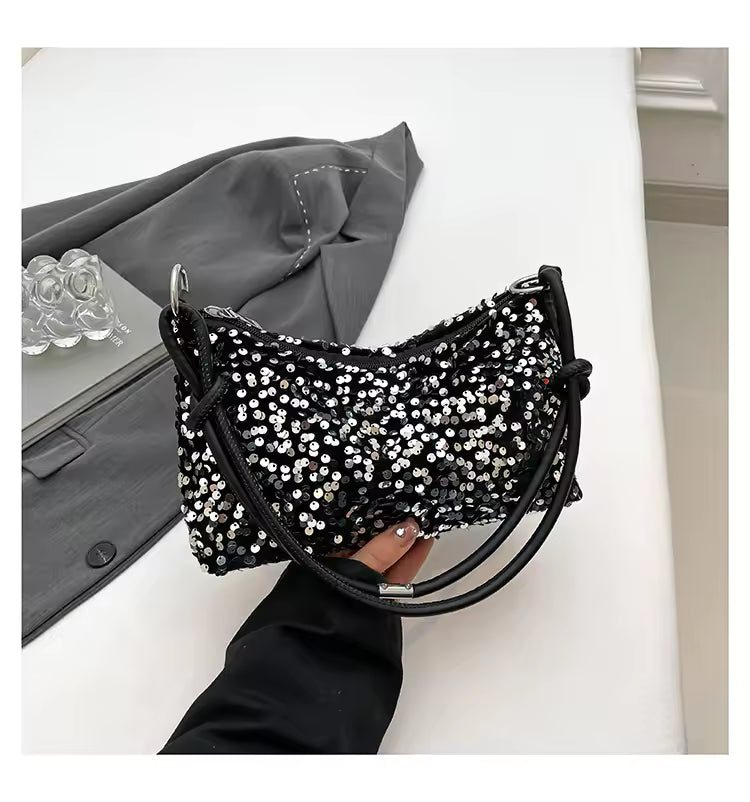SpakLuxe Shoulder Bag - Silver Sequin