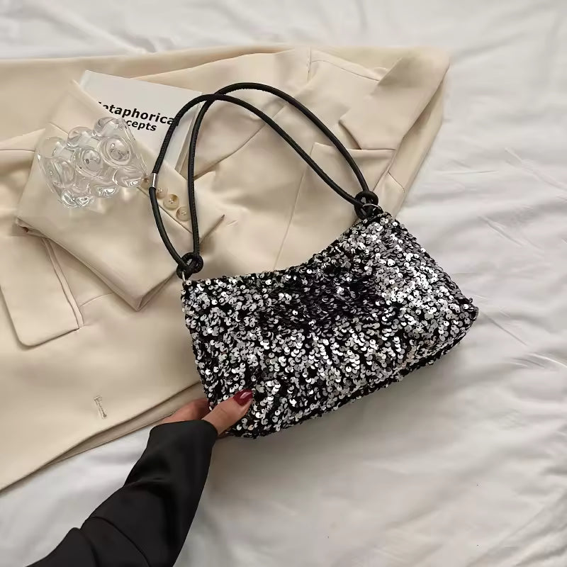 SpakLuxe Shoulder Bag - Silver Sequin
