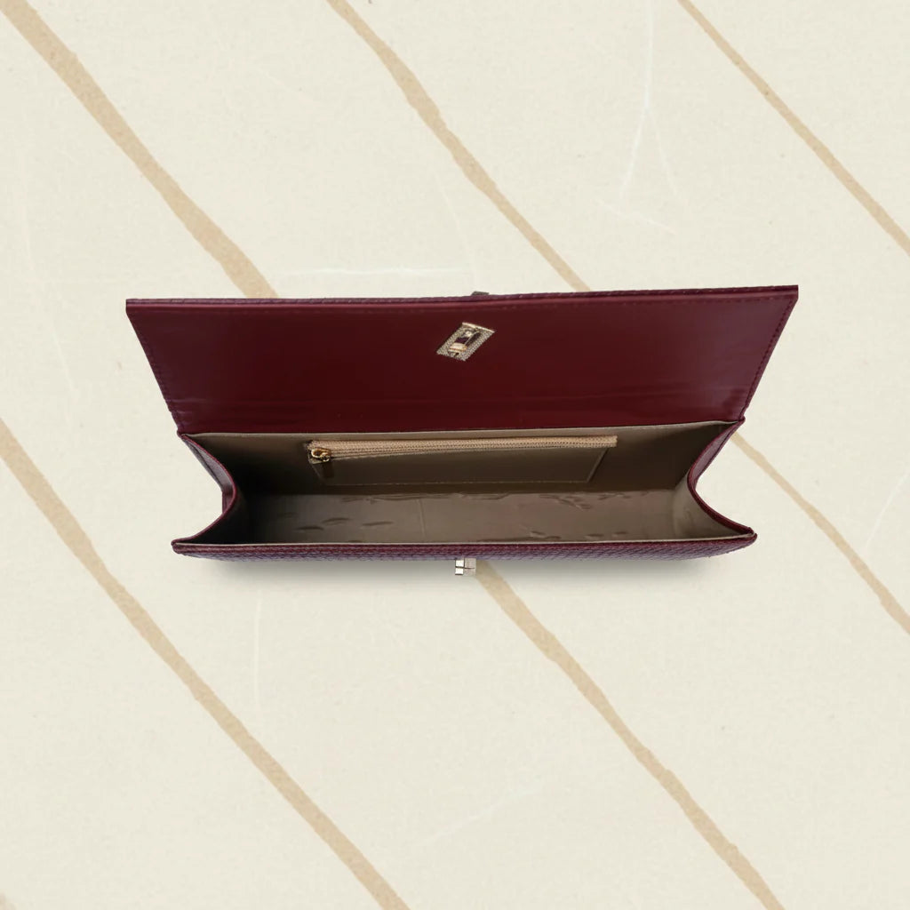Élan Noir Maroon Hand Bag